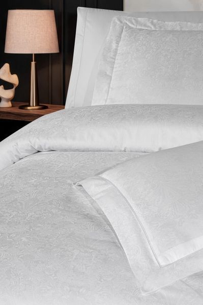 Комплект постільної білизни Poseidon White Шовк Сатин 1043 фото